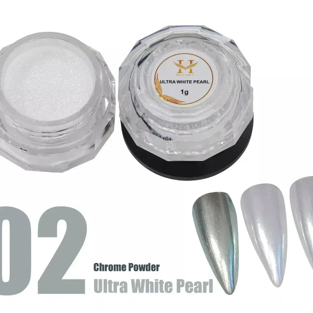 HANG Chrome Powder - #02 Ultra White Pearl Chrome 1g - TTT Nails Supply