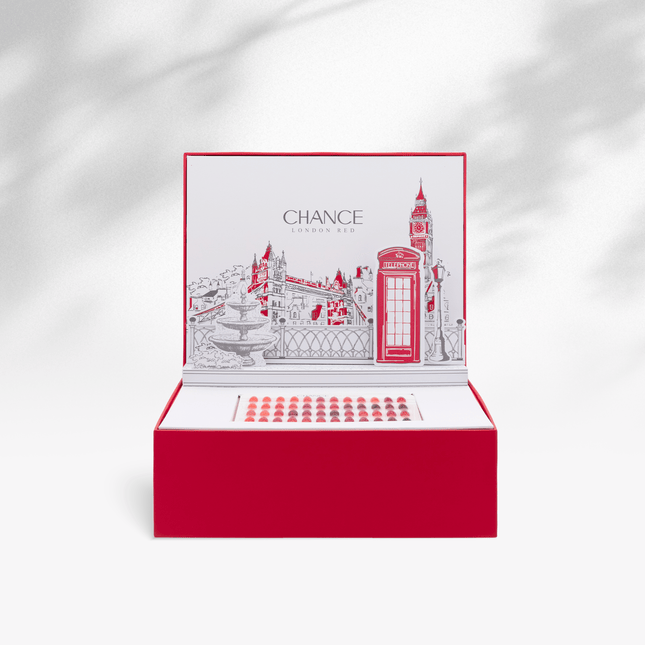 Chance Red London Collection 0.5oz - 48 Colors w/ 1 Color Booklet, 1 Color Board & 1 Cre8tion Polka Dot Filing Machine