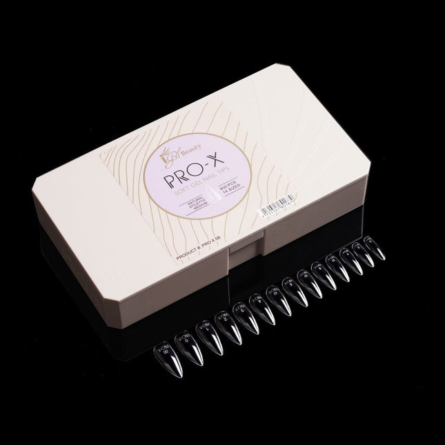 iGel PRO-X Soft Gel Nail Tips 08 - Natural Stiletto Medium (600 pcs)