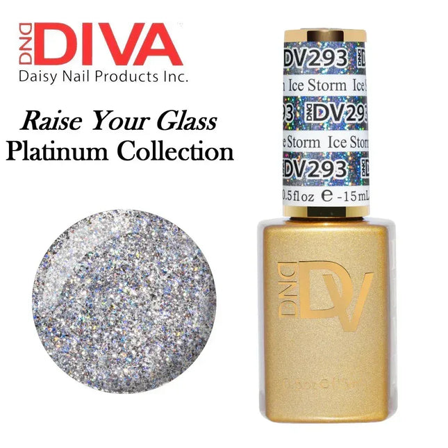 DND DIVA Swatch #09 - Raise Your Glass Platinum Collection 36 colors (#291 - #327) - TTT Nails Supply
