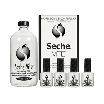 Seche Vite Dry Fast Top Coat Professional Refill Kit (16oz + 4×0.5oz)