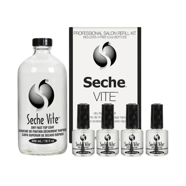 Seche Vite Dry Fast Top Coat Professional Refill Kit (16oz + 4×0.5oz)