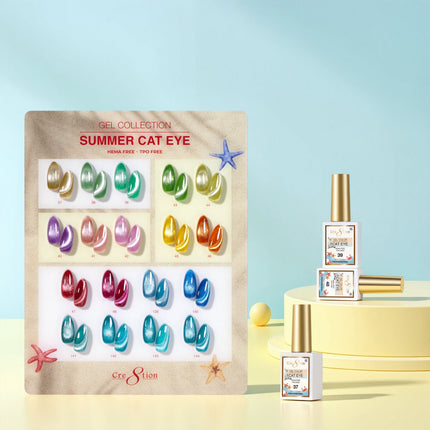 Cre8tion Cat Eye Gel Summer Collection Kit - 18 Colors Set (#37 - #48 & #139 - #144)