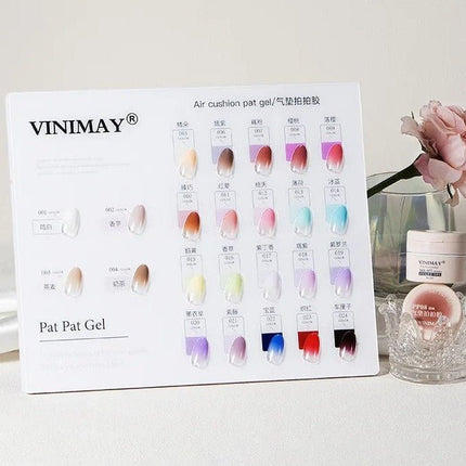Vinimay Air Cushion Pat Pat Gel - Full Set 24 Colors w/ 1 Counter Display, 1 Patpat Sponge Box & 1 Grab Clip